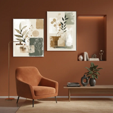 Modern Botanical Neutral Canvas Art – Minimal Bedroom Living Room Wall Decor
