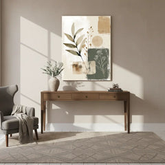 Modern Botanical Neutral Canvas Art – Minimal Bedroom Living Room Wall Decor