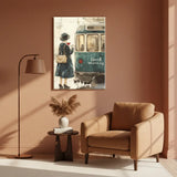 Vintage Morning Journey Retro Cafe Window Canvas Art – Bedroom Living Room Wall Decor