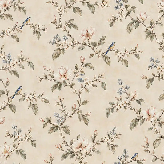 Songbird Blossom Garden Chinoiserie Wallpaper