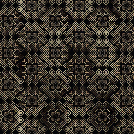 Black gold luxury Art Deco pattern peel-and-stick wallpaper for bedroom or living room