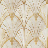 Charcoal ivory elegant Art Deco geometric peel-and-stick wallpaper for bedroom or living room
