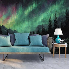 Aurora Lake Scenic Mural Wallpaper