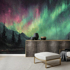 Aurora Lake Scenic Mural Wallpaper