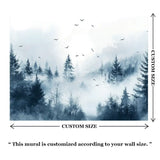 Mist Forest Landscape Wall Mural – Peel-and-Stick Large Bedroom Design