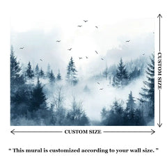 Mist Forest Landscape Wall Mural – Peel-and-Stick Large Bedroom Design