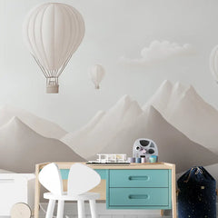 Hot Air Balloon Kids Wall Mural – Nursery Peel-and-Stick Large Removable Design