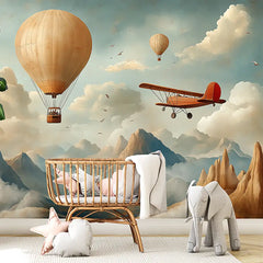 Vintage Air Adventure Wall Mural – Peel-and-Stick Large Removable Design