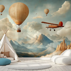 Vintage Air Adventure Wall Mural – Peel-and-Stick Large Removable Design
