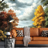Autumn Forest Path Landscape Wall Mural – Peel-and-Stick Large Bedroom Design
