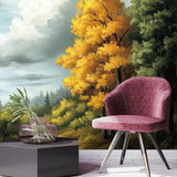 Autumn Forest Path Landscape Wall Mural – Peel-and-Stick Large Bedroom Design