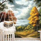 Autumn Forest Path Landscape Wall Mural – Peel-and-Stick Large Bedroom Design