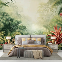 Tropical Jungle Paradise Wall Mural – Peel-and-Stick Large Removable Design