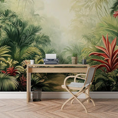 Tropical Jungle Paradise Wall Mural – Peel-and-Stick Large Removable Design