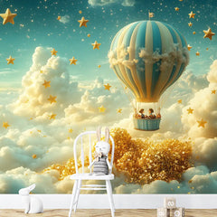 Dreamy Hot Air Balloon Sky Wall Mural – Peel-and-Stick Large Nursery Design