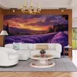 Lavender Field Wall Mural – Peel-and-Stick Large Bedroom Living Room Design