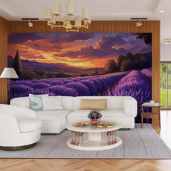 Lavender Field Wall Mural – Peel-and-Stick Large Bedroom Living Room Design