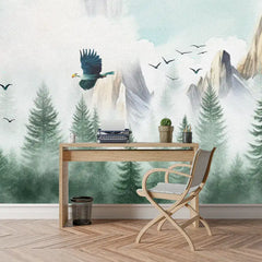 Forest Eagle Wall Mural – Peel-and-Stick Large Bedroom Nature Design