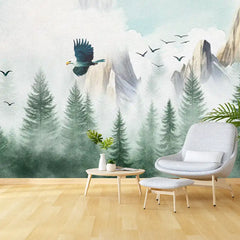 Forest Eagle Wall Mural – Peel-and-Stick Large Bedroom Nature Design