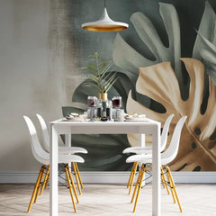 Modern Tropical Monstera Leaf Wall Mural – Peel-and-Stick Large Removable Design