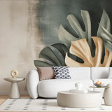 Modern Tropical Monstera Leaf Wall Mural – Peel-and-Stick Large Removable Design