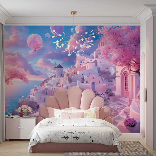 Little Princess Dream Village Girls Bedroom Mural Wallpaper