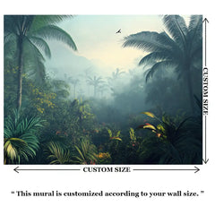 Misty Tropical Rainforest Wall Mural – Peel-and-Stick Large Bedroom Living Room