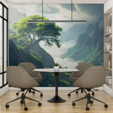 Nature and Mountain Landscape Wall Mural – Peel-and-Stick Large Bedroom Design
