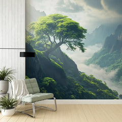 Nature and Mountain Landscape Wall Mural – Peel-and-Stick Large Bedroom Design