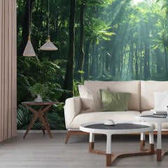 Sunlight Forest Path Nature Wall Mural – Peel-and-Stick Large Bedroom Design