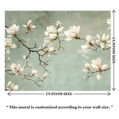 Magnolia Branch Wall Mural – Botanical Peel-and-Stick Large Bedroom Living Room Design