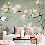 Magnolia Branch Wall Mural – Botanical Peel-and-Stick Large Bedroom Living Room Design
