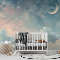 Dreamy Sky Wall Mural – Cloud Nursery Peel-and-Stick Large Removable Design