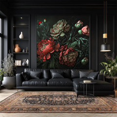 Dark Elegant Floral Wallpaper – Moody Peel-and-Stick Bedroom Accent Wall