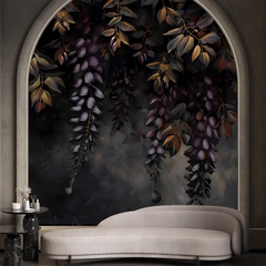 Dark Exotic Leaves Wallpaper – Tropical Peel-and-Stick Living Room Wall Design