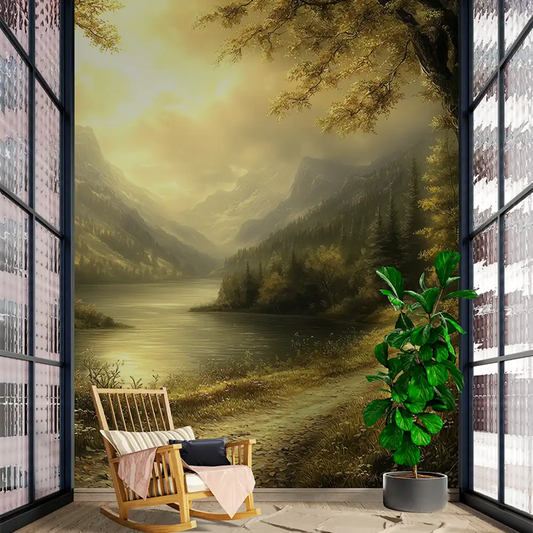 Golden Forest Landscape Mural Wallpaper