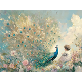 Peacock Garden Wall Mural – Botanical Peel-and-Stick Large Bedroom Living Room