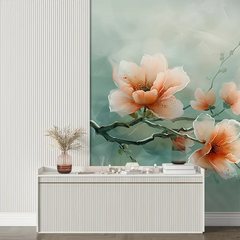 Peach Blossom Wallpaper – Soft Warm Peel-and-Stick Bedroom Wall Design