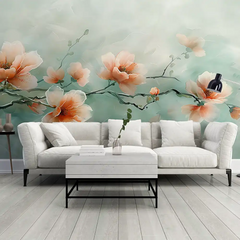 Peach Blossom Wallpaper – Soft Warm Peel-and-Stick Bedroom Wall Design