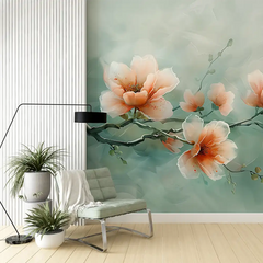 Peach Blossom Wallpaper – Soft Warm Peel-and-Stick Bedroom Wall Design