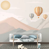 Pastel Mountain Balloon Wallpaper – Kids Room Nursery Peel-and-Stick Design