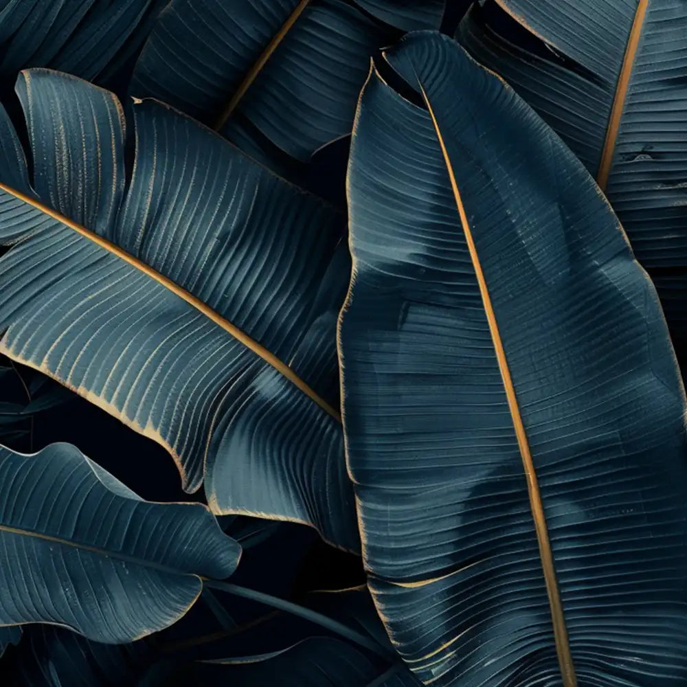 Midnight navy bold tropical peel-and-stick wallpaper, dramatic accent wall for bedroom