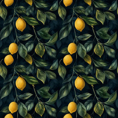 Forest green dark citrus lemon grove removable wallpaper for kitchen or dining room wall