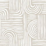 Warm beige minimal arch line modern peel-and-stick wallpaper for bedroom or home office