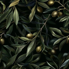 Deep olive green noir branch elegant peel-and-stick wallpaper for refined bedroom design