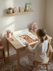 Sweet Girl and Giraffe Hug Boho Poster – Nursery Kids Room Wall Art