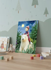 Magical Polar Bear Winter Night Journey Poster – Kids Room Bedroom Wall Art