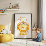You Are My Sunshine Floral Lion Poster – Kids Room Nursery Wall Art