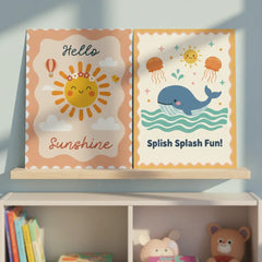 Hello Sunshine and Splish Splash Fun Kids Poster Set – Nursery Wall Art
