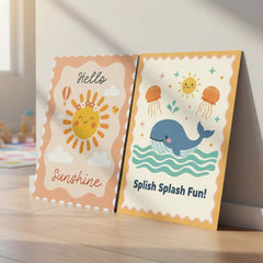 Hello Sunshine and Splish Splash Fun Kids Poster Set – Nursery Wall Art